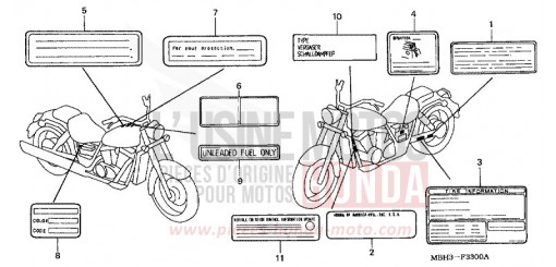 ETIQUETTE DE PRECAUTIONS VT1100C3X de 1999